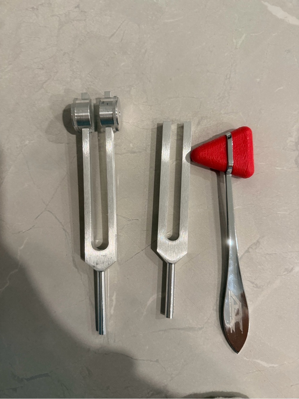 Reflex Hammer and Tuning Fork Set - Silver with Red Rubber Head